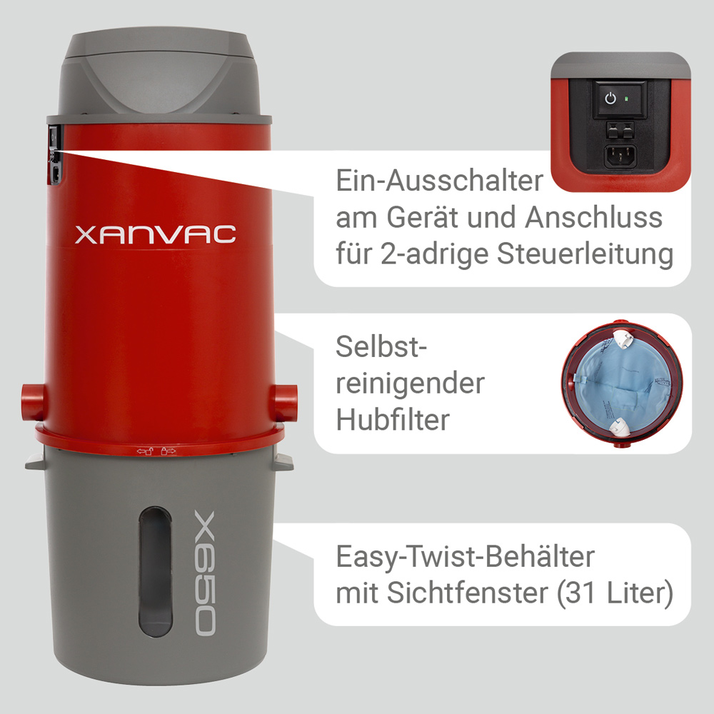 XANVAC X650 Zentralstaubsauger - 650 Airwatt